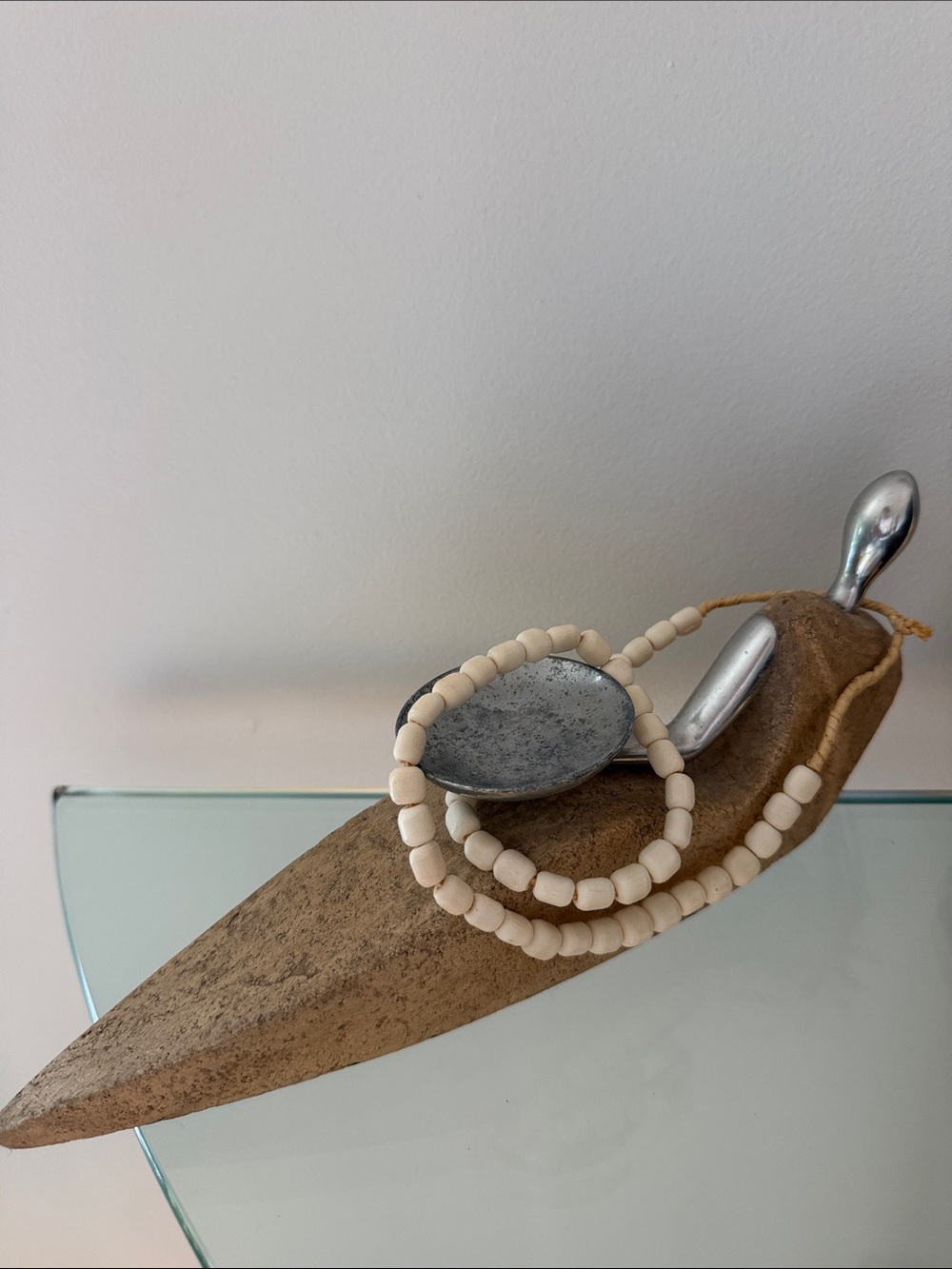 Vintage Natural Carved Bone Bead Necklace - Minimalist Organic Boho